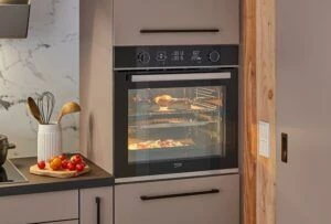 Beko's new Split&Cook oven cooking multiple dishes easy