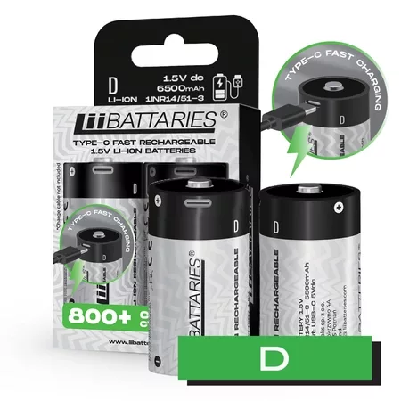 D TYPE-C USB Rechargeable Lithium-ion Battery,  USB-C Rechargeable Charge directly with the included USB-C cable. No proprietary chargers or docks required.  6.9-Hour Charge Time Fully charged in under 7 hours for quick turnarounds between uses.  1.5V Constant Voltage Stable output for better performance in high-drain devices like headlamps, remotes, and game controllers.  Smart Battery Management Built-in protection circuitry prevents overcharging, overheating, and short-circuiting.  1 Battery = 1,000+ Disposables Each cell replaces hundreds of single-use batteries over its lifetime, reducing waste and cost.  Responsibly Designed Packaged in GRS-certified post-consumer recycled plastic, designed with sustainability in mind.
