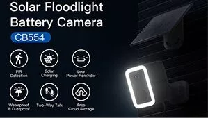Solar Floodlight Battery Camera ✮Resolution 200W  ✮Four views, monitor with no blind spots ✮F2.0 large aperture, more light inputs, clearer night vision ✮ISP image processing technology, preserving true colors ✮Human detection, real time alerts