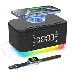 Wireless charging clock speaker