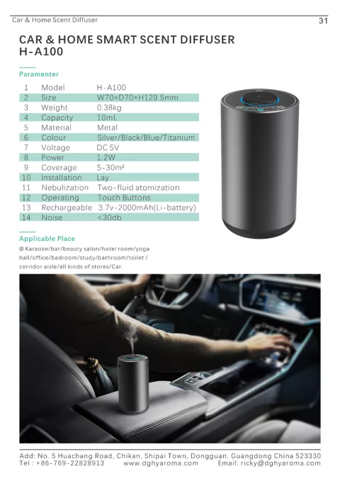 CAR & HOME SMART SCENT DIFFUSER H-A100