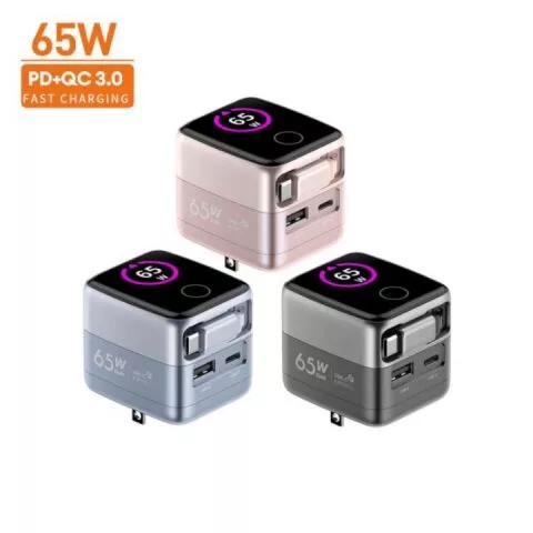 65W Retractable Cable GaN fast charger