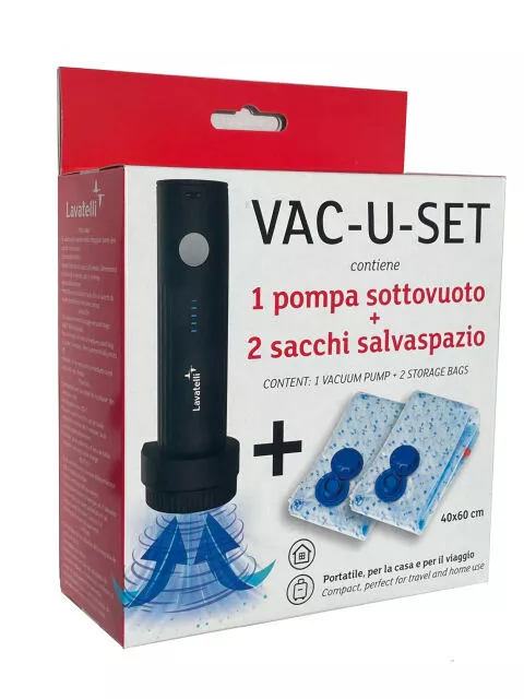 VAC-U-SET Portable Air Pump + 2 Vacuum Storage Bags