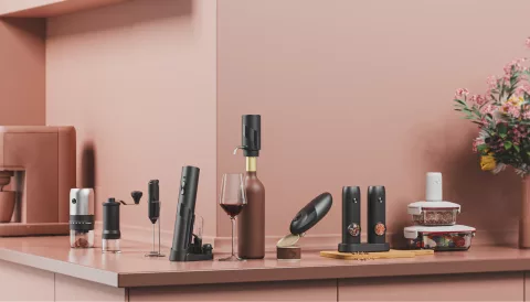 Electric Wine Opener，Electric Salt & Pepper Mill ，Electric Can Opener，Rechargeable Coffee Grinder，Rechargeable Espresso Machine，Milk Frother