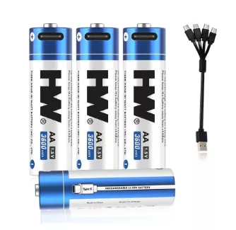 HW Brand USB Type-C Rechargeable Li-ion AA Battery
