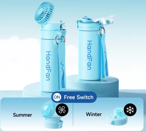 Water Bottle with Fan&Mini rechargeable fan