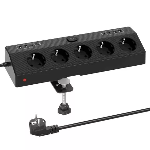 Desk Clamp Power Strip with 5AC 2USB-A 2USB-C