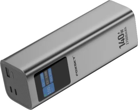 10000mAh PD100W Aluminum power bank with TFT screen feature and integrated cable
