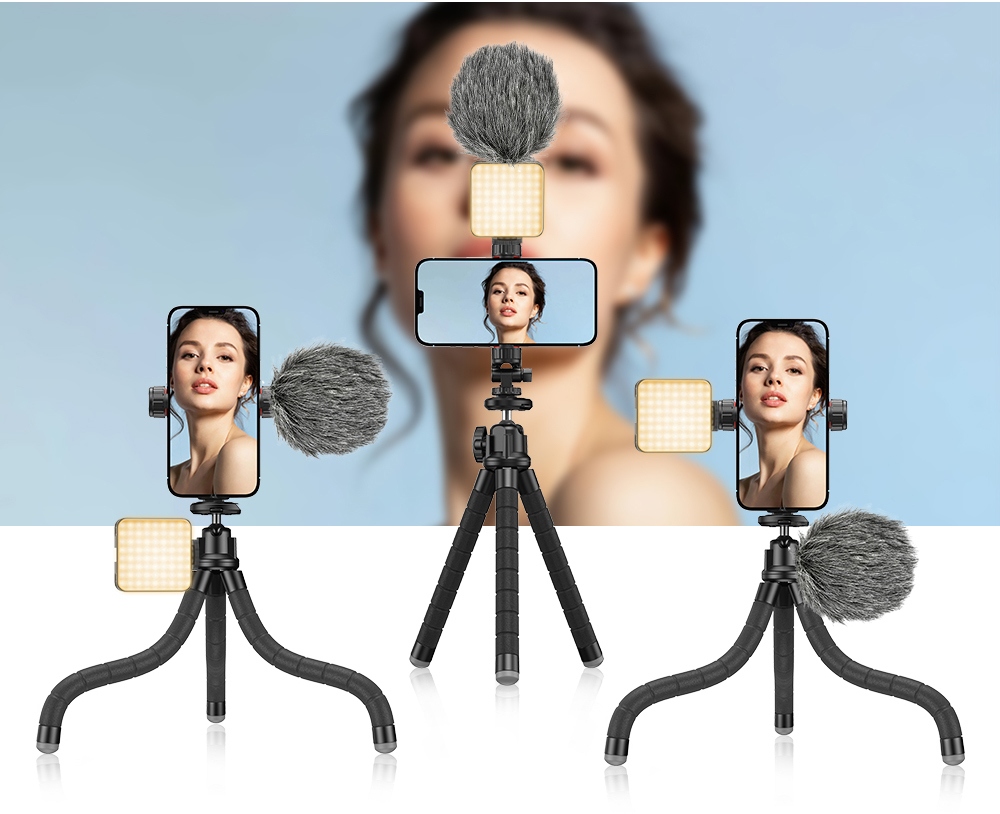 APEXEL Upgrade Octopus Tripod with 360 degree Rotation Phone Holder