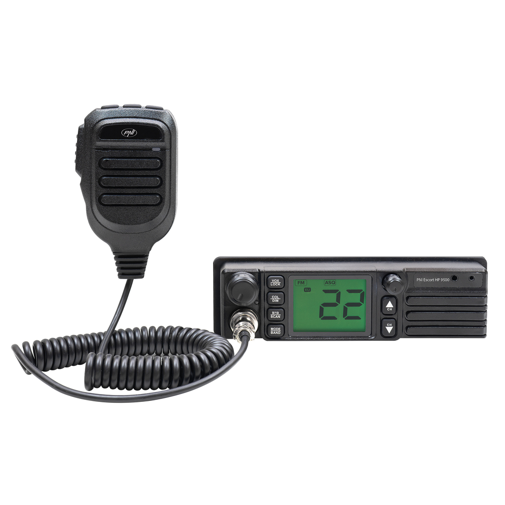 CB Radio PNI Escort HP 9500 multistandard, ASQ, VOX, Scan, 4W, AM-FM, 12V / 24V power supply, lighter plug included