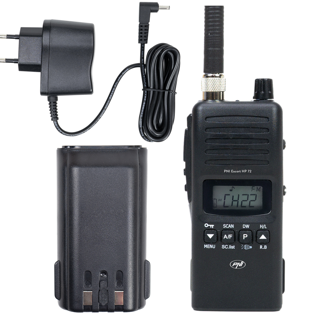 Portable CB Radio PNI Escort HP 72, multi-standard, 4W, AM-FM, 6-level adjustable ASQ, Dual Watch, Scan, Lock, Roger Beep