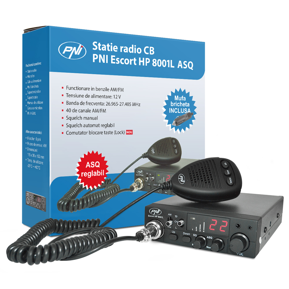 CB Receiver/Transmitter PNI Escort HP 8001L Adjustable ASQ 4W Key Lock Function + HS81L