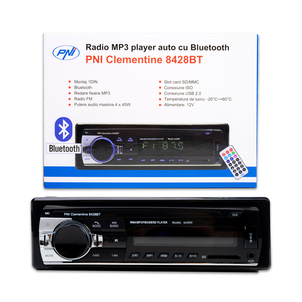 Car radio MP3 player PNI Clementine 8428BT 4x45w SD, USB, AUX, RCA Bluetooth