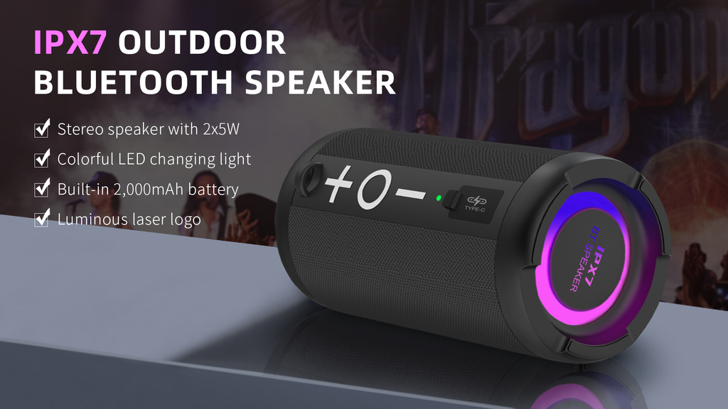 M9012 IPX7 Waterproof Colorful Bluetooth Speaker