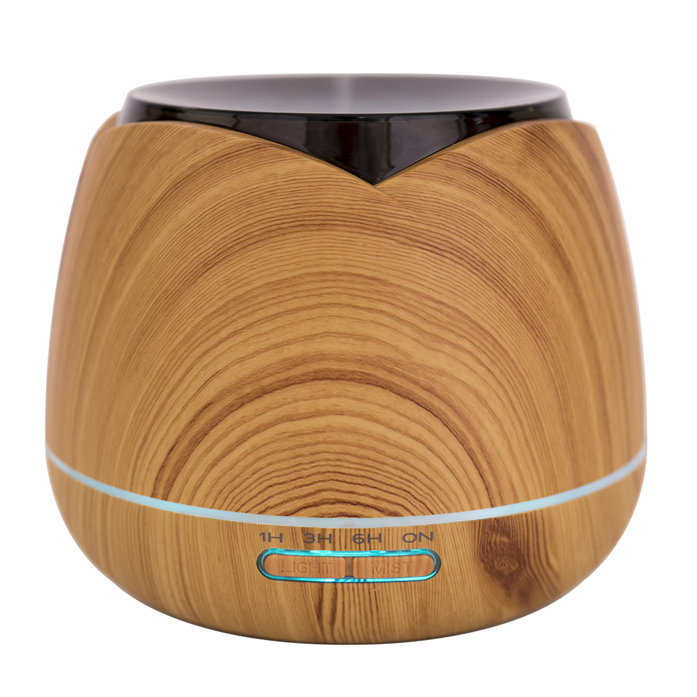 PNI HU180 aromatherapy diffuser for essential oils, ultrasound, 400 ml, timer, 7 colors LED, automatic closing, Wood Grain