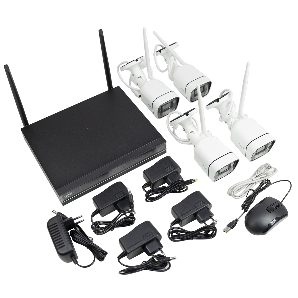 CCTV PNI House WiFi660 NVR video surveillance kit package and 4 wireless cameras, 3MP with 1tb HDD included