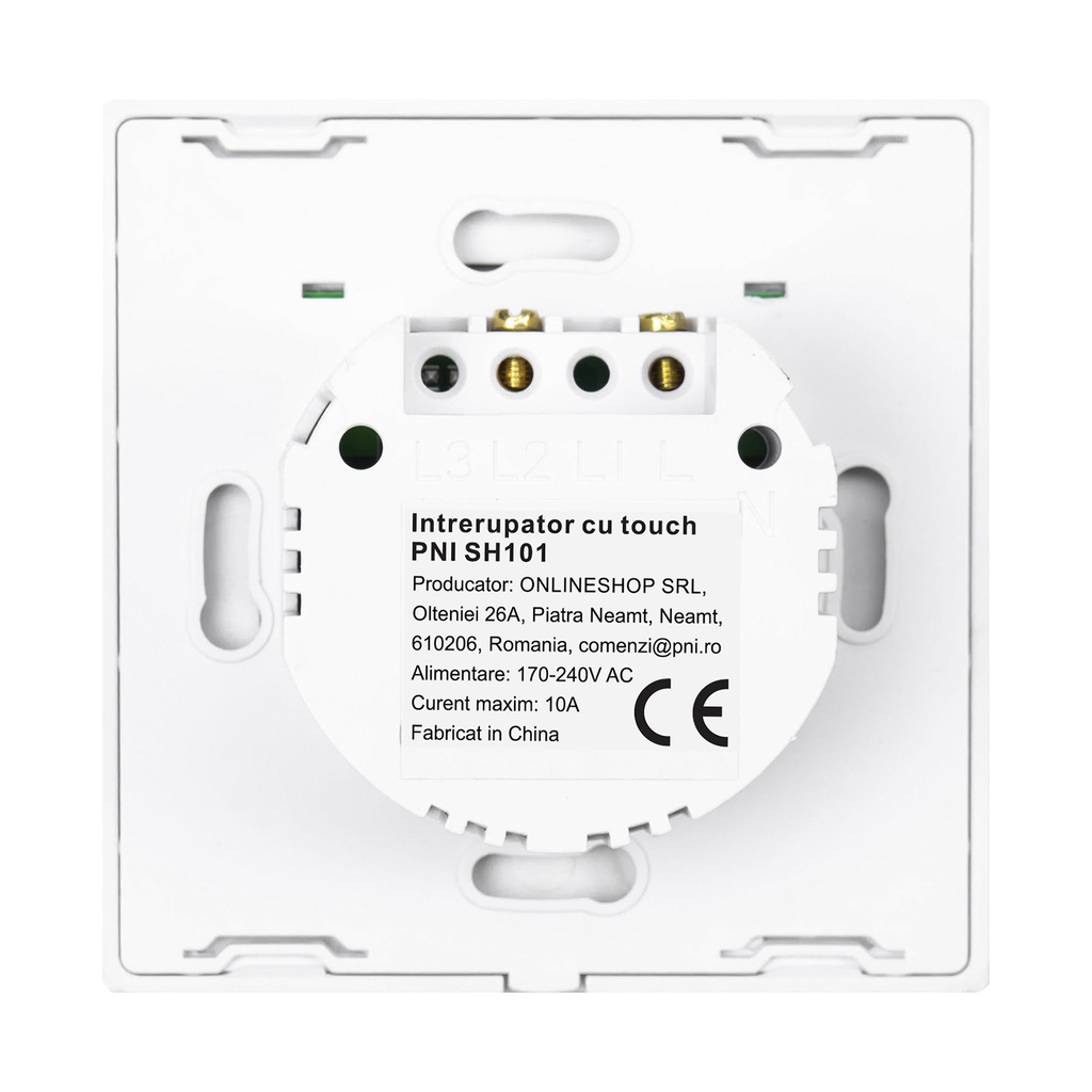 Switch with glass PNI SH101 touch, white with LED indicator