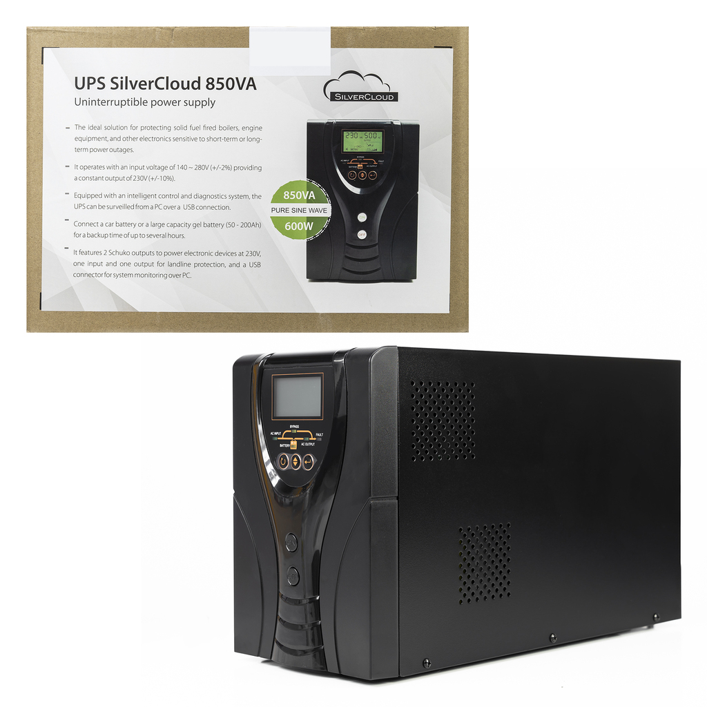 UPS SilverCloud 850VA with pure sinusoidal LCD display for thermal power plants