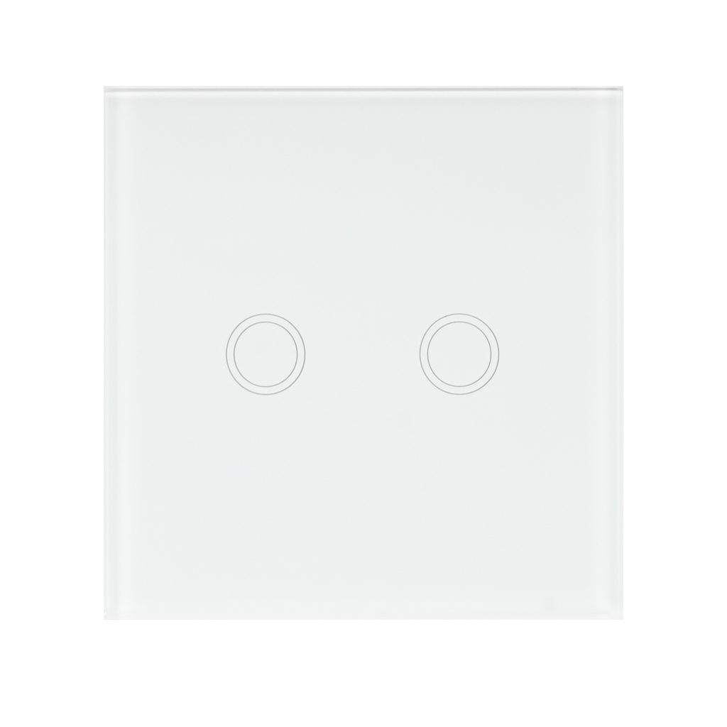 Double switch with glass PNI SH202 touch, white with LED indicator