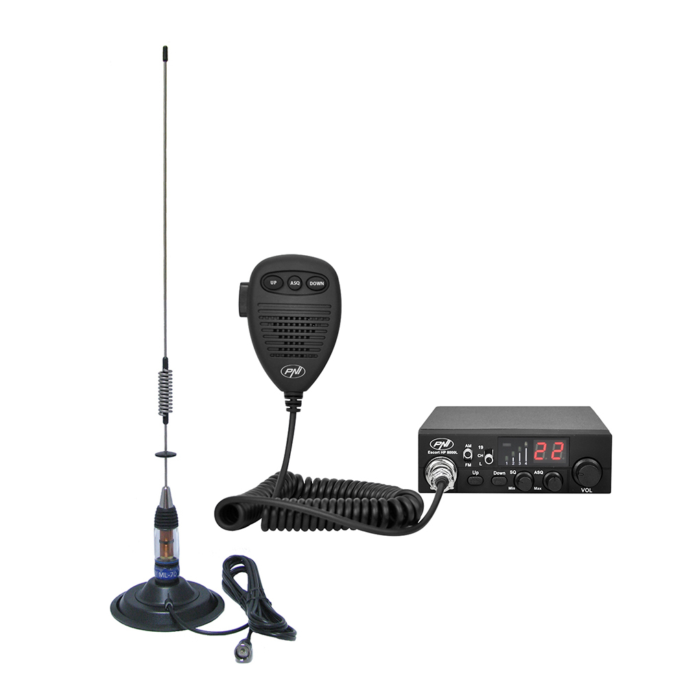 Kit CB radio PNI ESCORT CB 8000L ASQ + CB PNI ML70 antenna