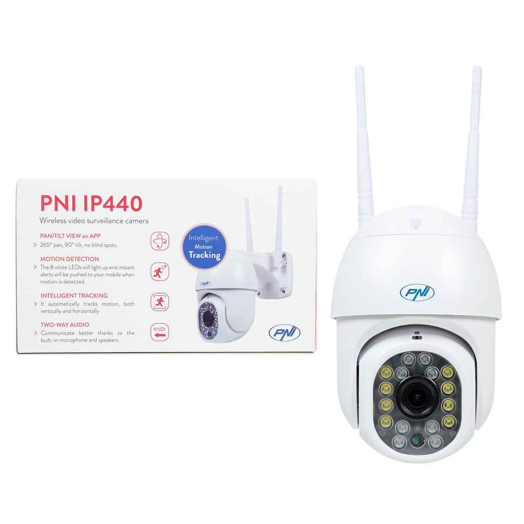 CCTV PNI IP440 WiFi PTZ wireless video surveillance camera, 4MP, digital zoom, micro SD slot, stand-alone, motion detection alarm, motion tracking