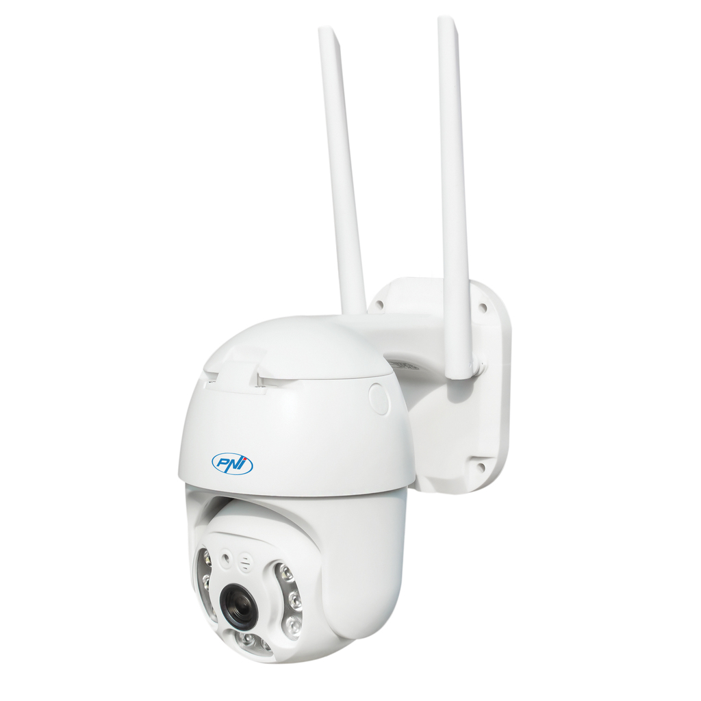 PNI IP65 live PTZ 5MP video surveillance camera CCTV, GSM 4G, micro SD card slot, motion detection, human silhouette detection, outdoor IP66, IR LEDs and white LEDs