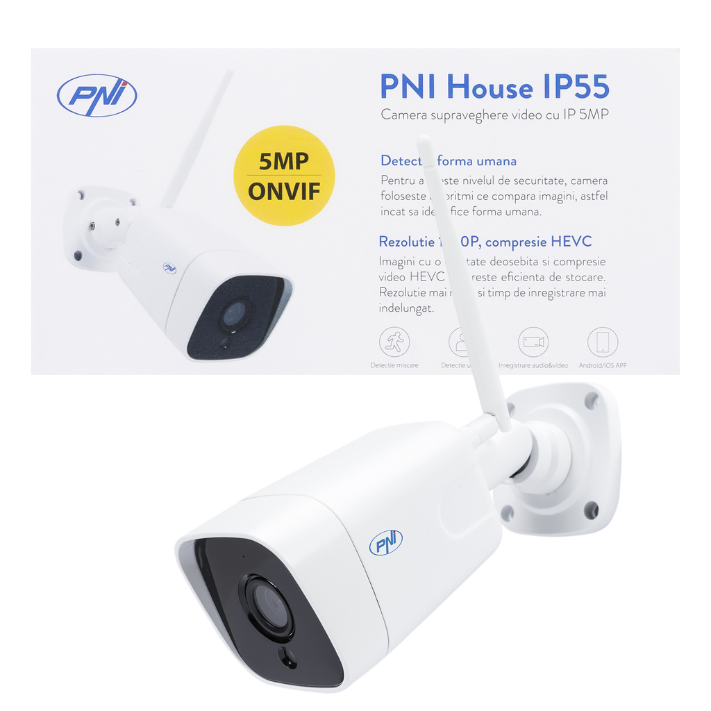 CCTV Video surveillance camera PNI House IP55 5MP wireless with outdoor and indoor and microSD slot, night mode