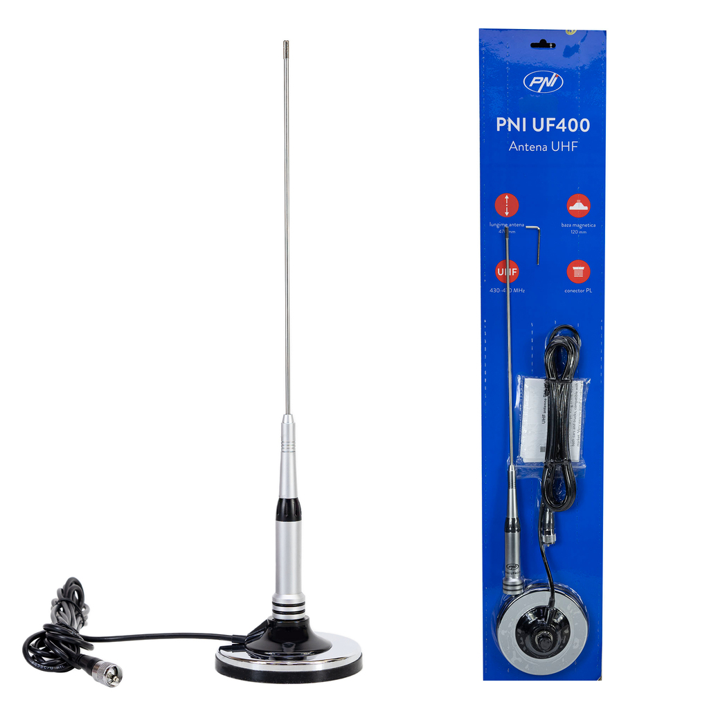 UHF antenna PNI UF400, 47 cm, 430-470 MHz, with magnetic base 120 mm