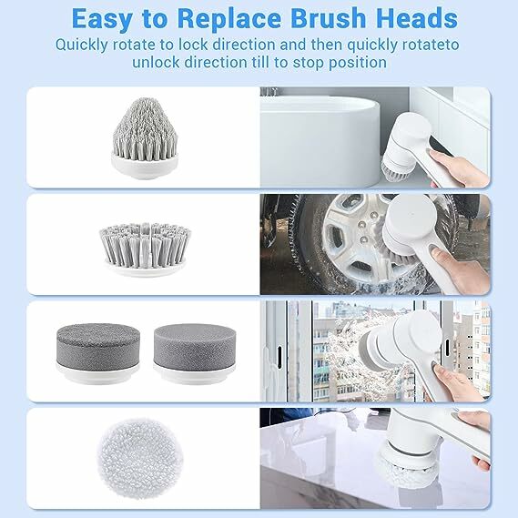 lectric Spin Scrubber, Electric Cleaning Brush Cordless Power Scrubber with  6 Replaceable Brush Heads Handheld Power Shower Scrubber for Bathtub,  Floor, Wall, Tile, Toilet - IFA Berlin 2023