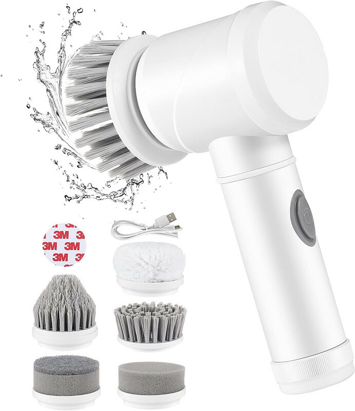 Electric Spin Scrubber, Bathroom Cleaning Handheld Power Scrubber Rechargeable Cordless Shower Scrubber, 5 in 1 Replaceable Brush Heads for Cleaning Tub/Tile/Floor/Kitchen/Sink/Window