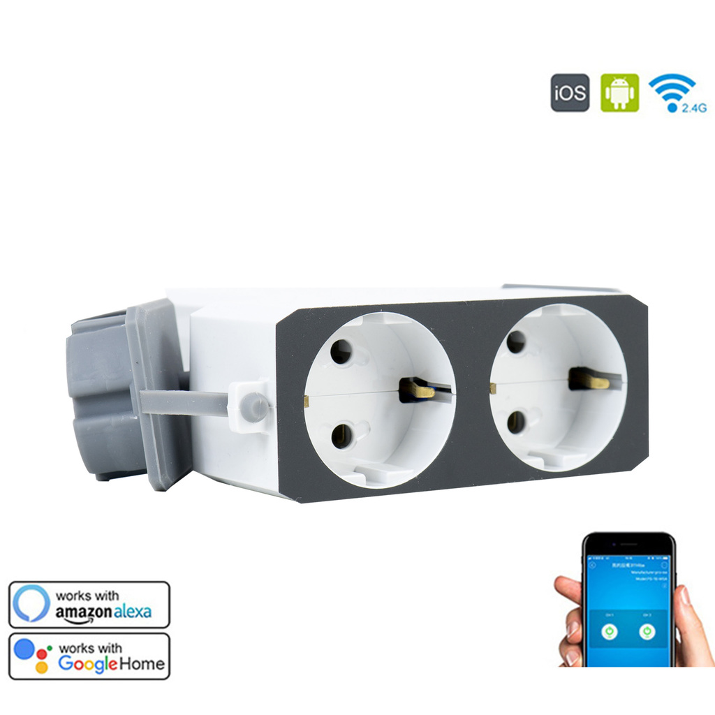 PNI SafeHome PT840S dual outdoor smart socket WiFi internet control, Tuya Smart mobile application, integration in scenarios and smart automation with other compatible products Tuya, Alexa and Google Assistant - Smart Home