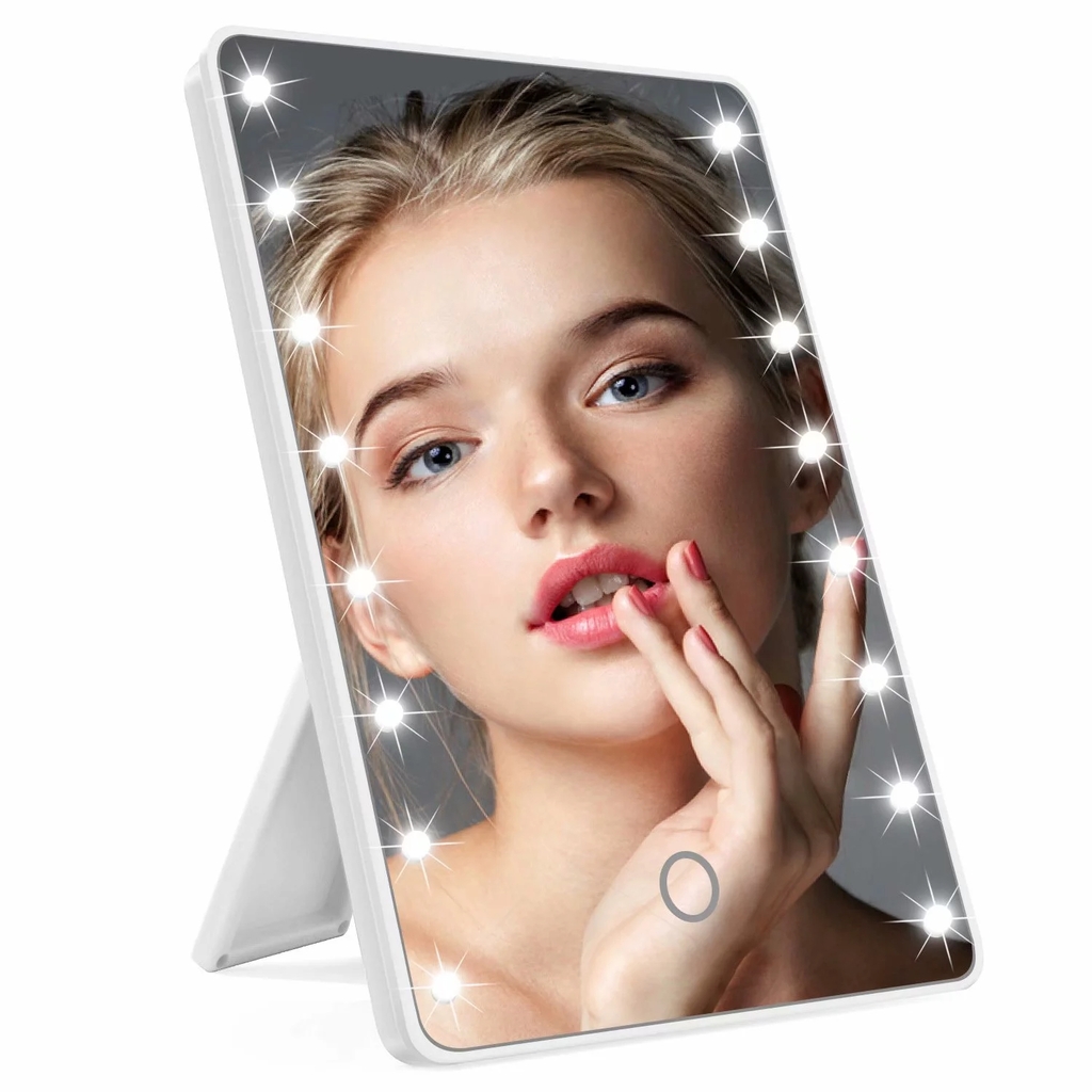 Makeup Lighted Vanity Mirror with 16 LED Lights Touch Sensor Control and Memory Function, White