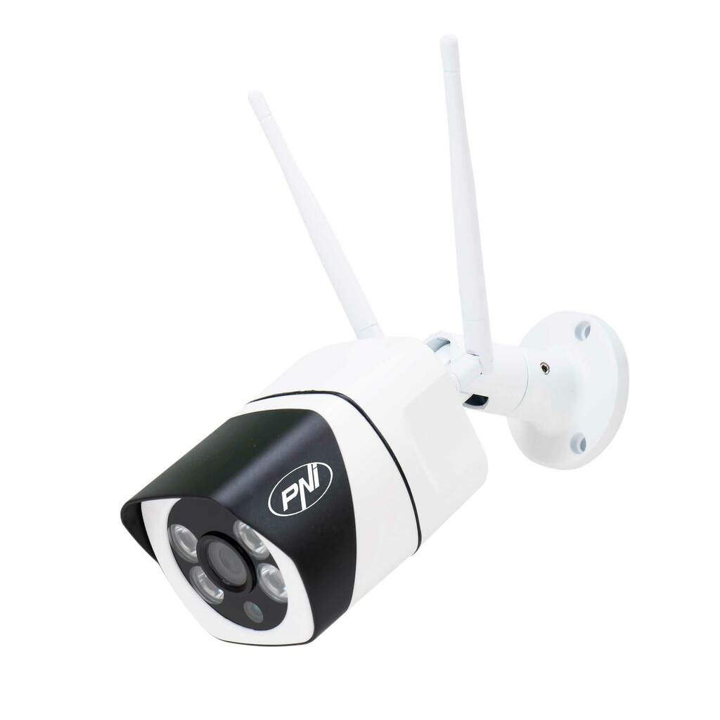 Video surveillance camera with IP 1080P, 12V power, compatible with the Tuya Smart application, with motion detection, wireless Internet connection, built-in microphone and speaker.
