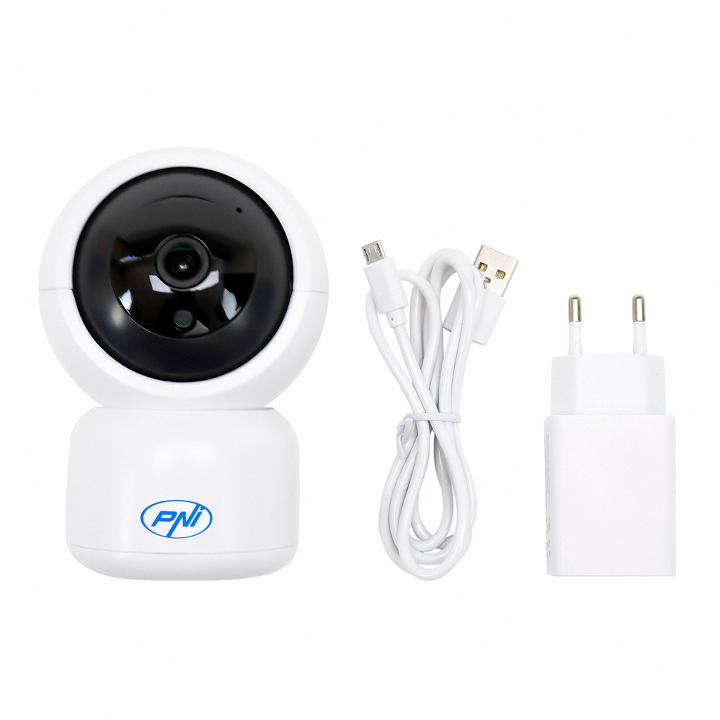 PNI IP390T 1080P video surveillance camera with PTZ WiFi H264 + supports 128GB microSD, Night Vision, Tuya application, P2P, Android, iOS, for indoor, rotation after movement, motion alarm