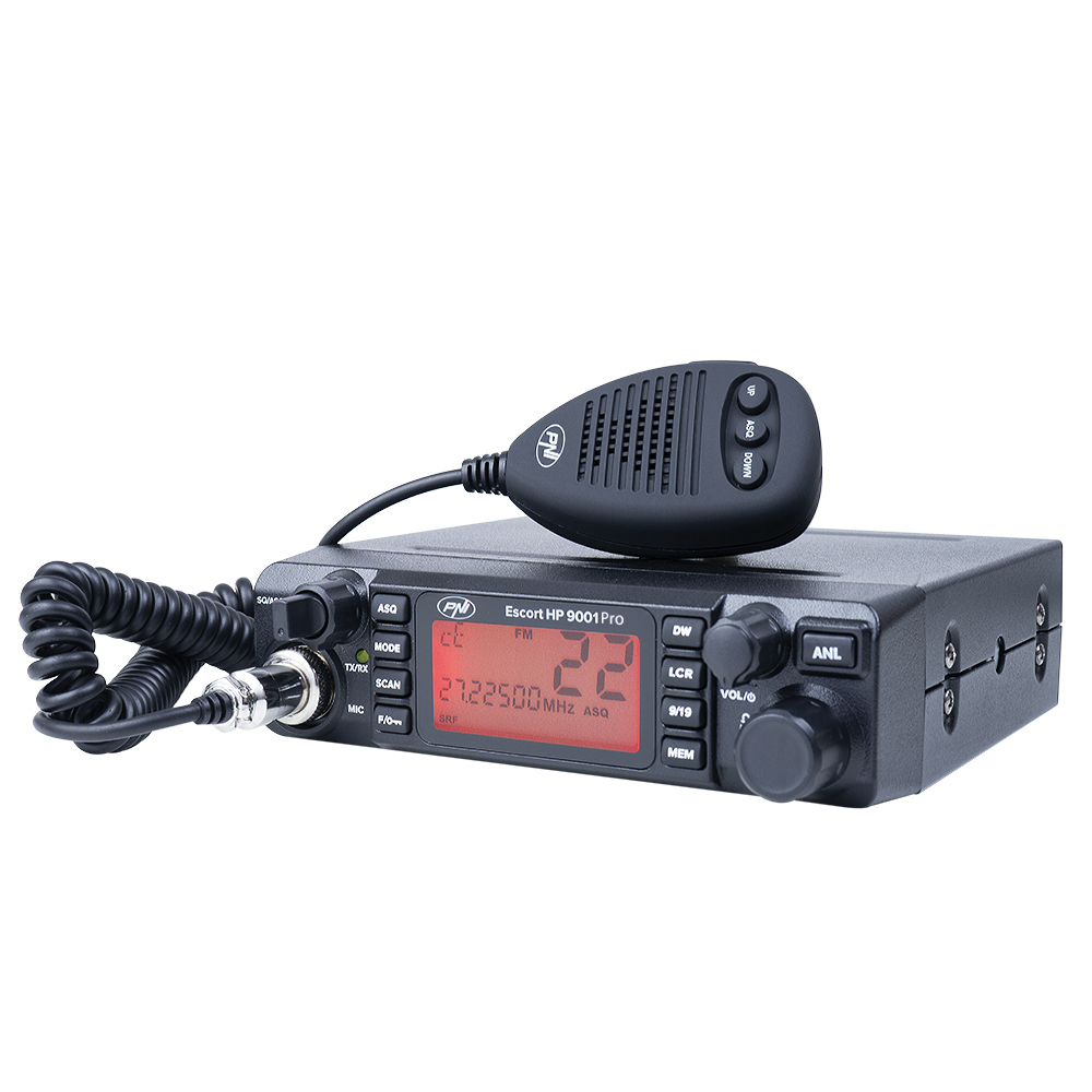 CB PNI Escort radio station HP 9001 PRO ASQ adjustable, AM-FM, 12V / 24V, 4W, Scan, Dual Watch, ANL, multi-color display