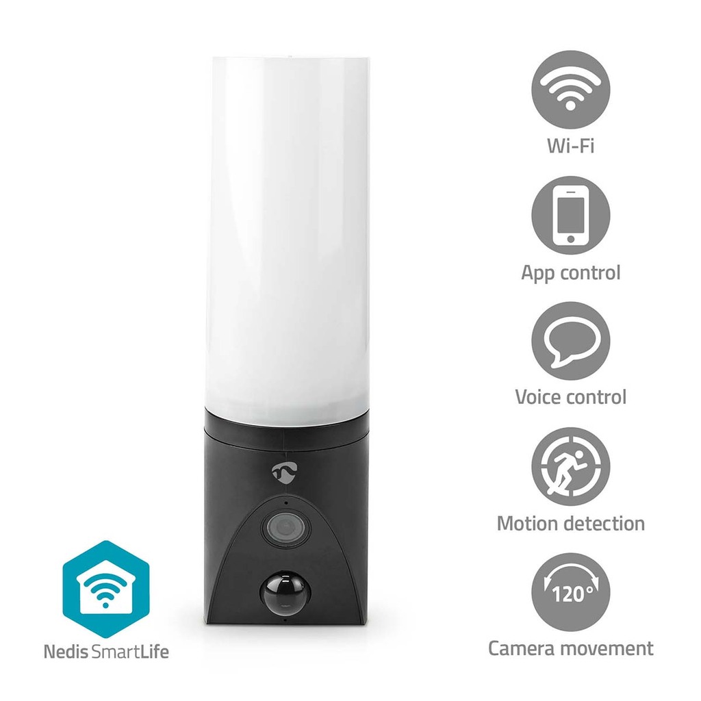 Nedis Smart Wi-Fi Moving Outdoor Camera with light WIFICOL20BK