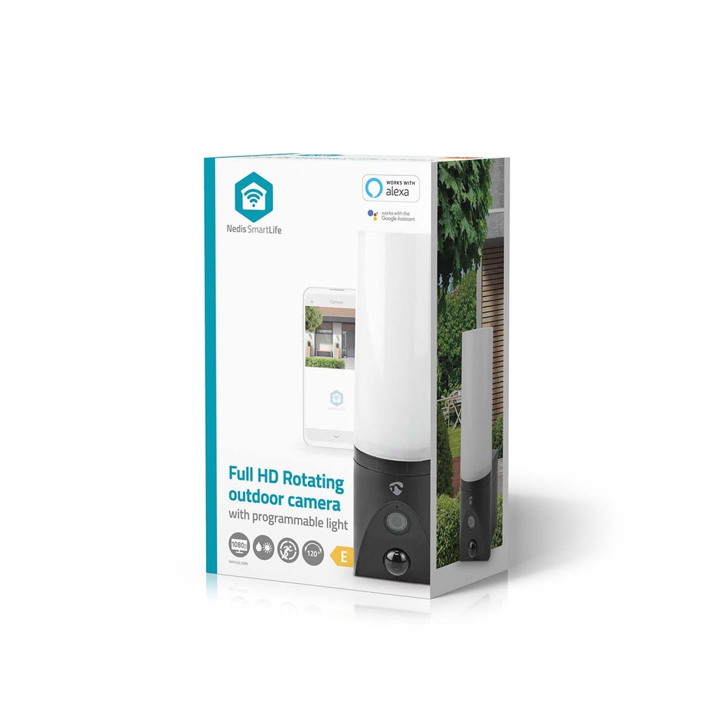 Nedis Smart Wi-Fi Moving Outdoor Camera with light WIFICOL20BK